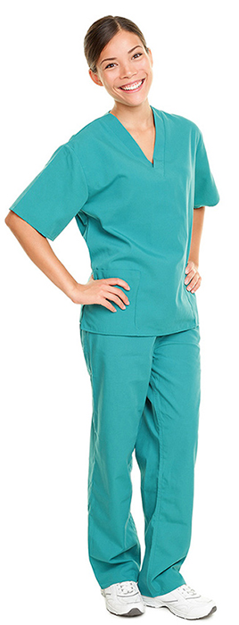 nurse smiling with hands on hips